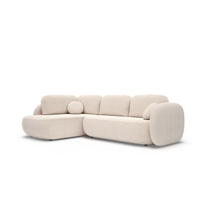 Olemo Corner Sofa Bed with Storage, Sleeping Area 123x250, Organic Modern – Left-hand facing, Cream Taupe (ARAGON 03)