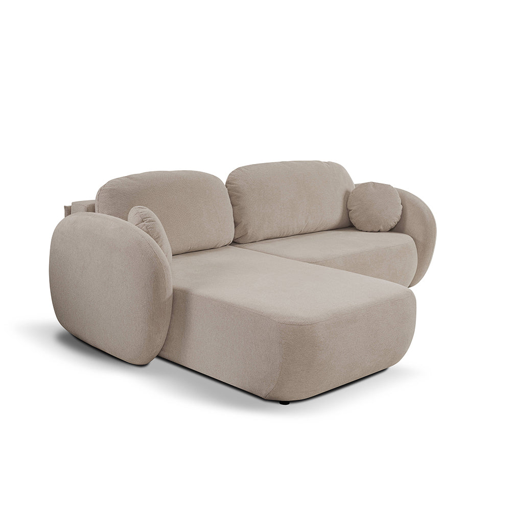 Olemo Corner Sofa Bed DL 248 cm, Modern Style, Aragon Fabric – Left-sided, Walnut Beige (ARAGON 14)
