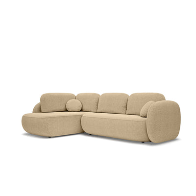 Olemo Corner Sofa Bed with Storage, Sleeping Area 123x250, Organic Modern – Left-hand facing, Walnut Beige (ARAGON 14)