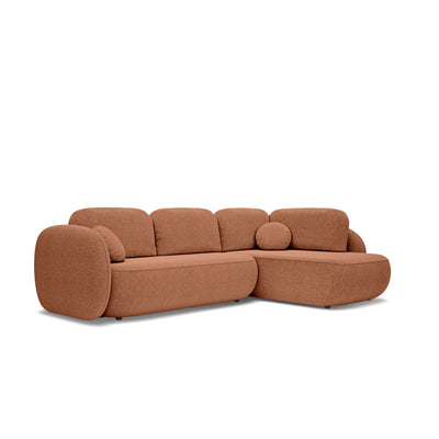 Olemo Corner Sofa Bed with Storage, Sleeping Area 123x250, Organic Modern – Right-hand facing, Cinnamon Matte (ARAGON 56)