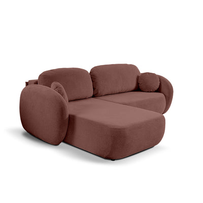 Olemo Corner Sofa Bed DL 248 cm, Modern Style, Aragon Fabric – Left-sided, Ruby Sepia (ARAGON 59)