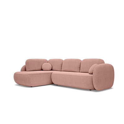 Olemo Corner Sofa Bed with Storage, Sleeping Area 123x250, Organic Modern – Left-hand facing, Rosy Beige (ARAGON 62)