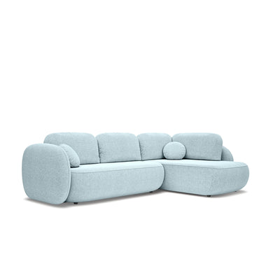 Olemo Corner Sofa Bed with Storage, Sleeping Area 123x250, Organic Modern – Right-hand facing, Icy Azure (ARAGON 70)