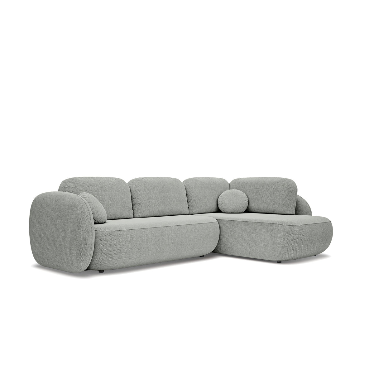 Olemo Corner Sofa Bed with Storage, Sleeping Area 123x250, Organic Modern – Right-hand facing, Steel Gray (ARAGON 83)