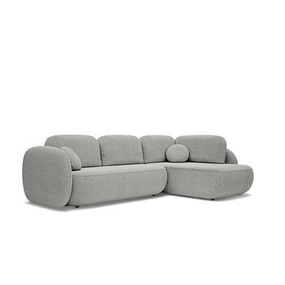 Olemo Corner Sofa Bed with Storage, Sleeping Area 123x250, Organic Modern – Right-hand facing, Steel Gray (ARAGON 83)