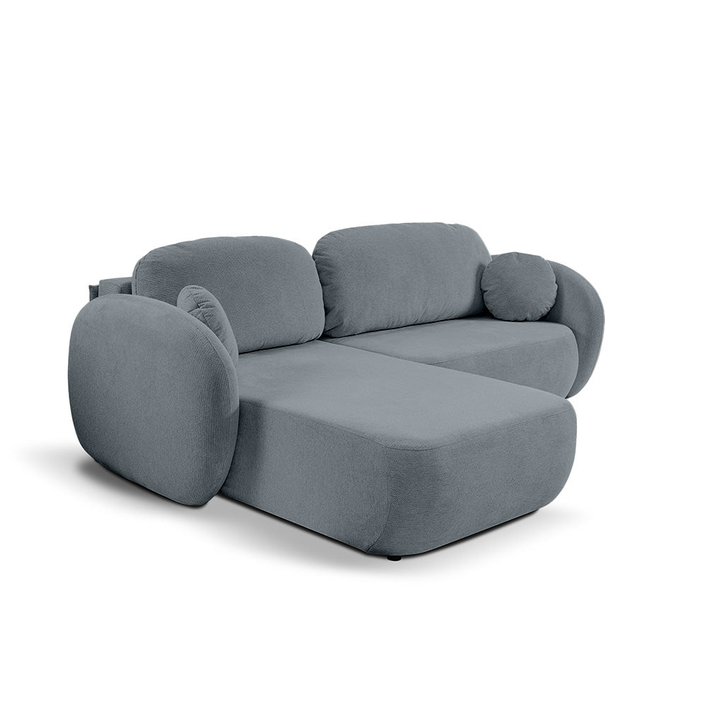 Olemo Corner Sofa Bed DL 248 cm, Modern Style, Aragon Fabric – Left-sided, Gray-Blue Mist (ARAGON 90)