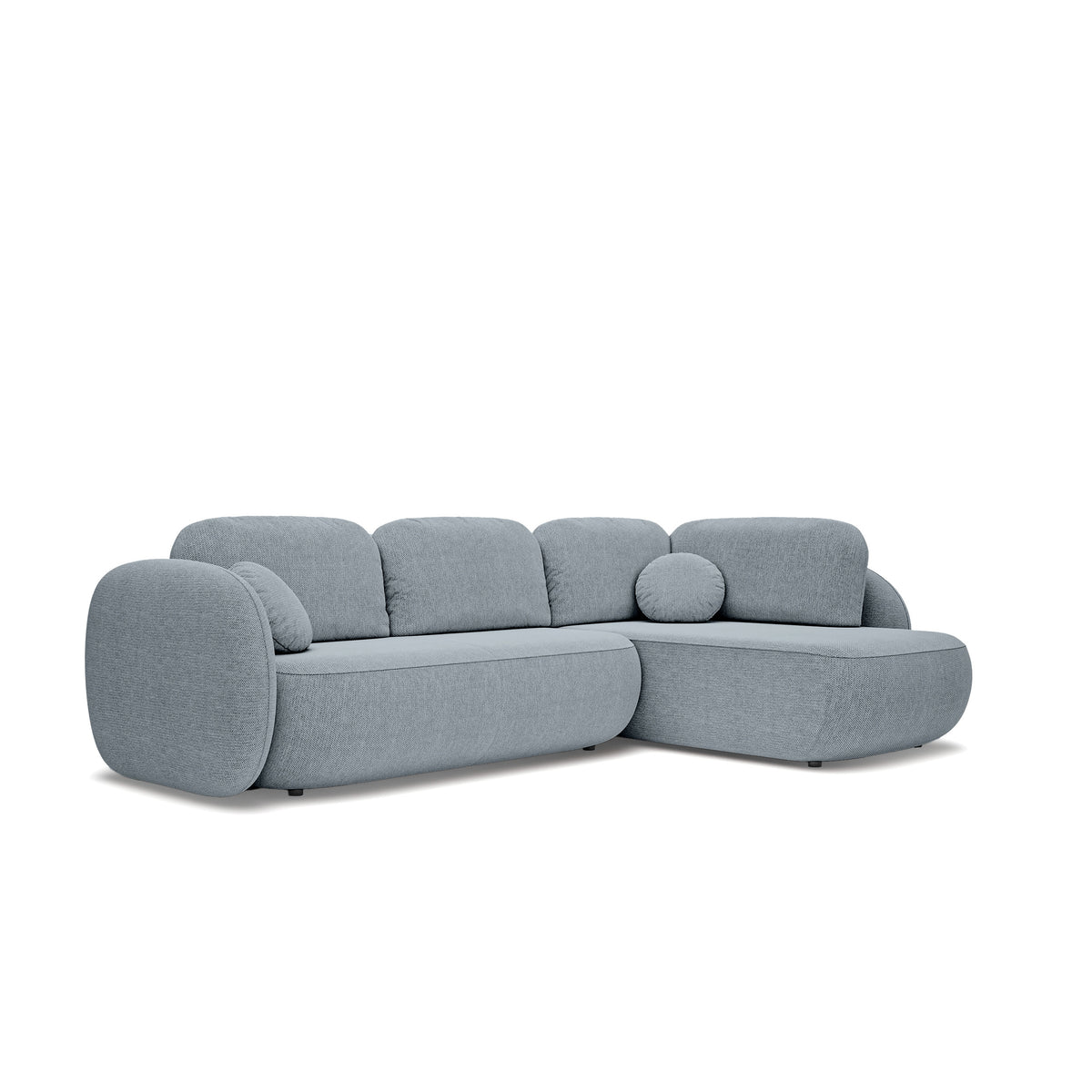 Olemo Corner Sofa Bed with Storage, Sleeping Area 123x250, Organic Modern – Right-hand facing, Gray-Blue Mist (ARAGON 90)