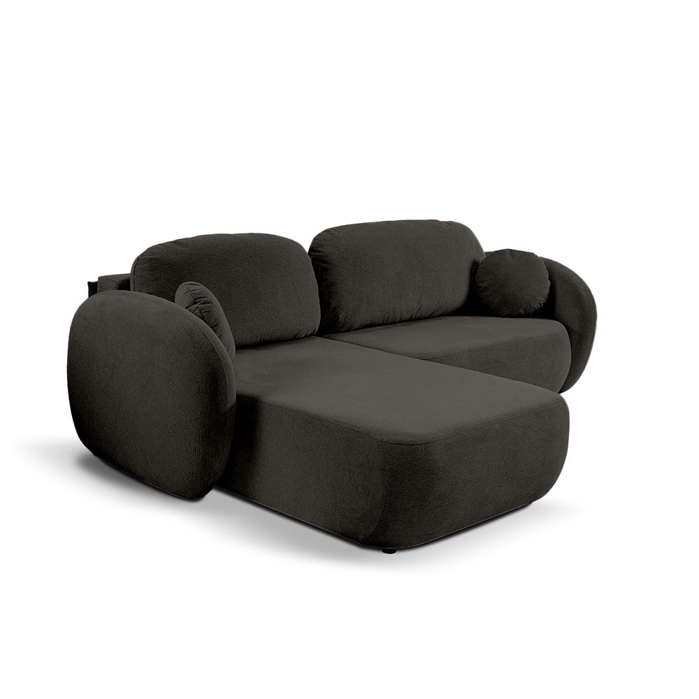 Olemo Corner Sofa Bed DL 248 cm, Modern Style, Aragon Fabric – Left-sided, Basalt Brown (ARAGON 97)