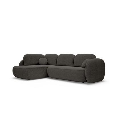 Olemo Corner Sofa Bed with Storage, Sleeping Area 123x250, Organic Modern – Left-hand facing, Basalt Brown (ARAGON 97)