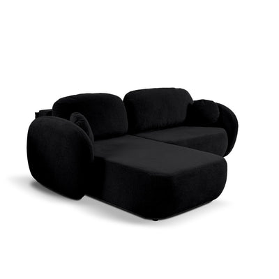Olemo Corner Sofa Bed DL 248 cm, Modern Style, Aragon Fabric – Left-sided, Raven Depth (ARAGON 99)