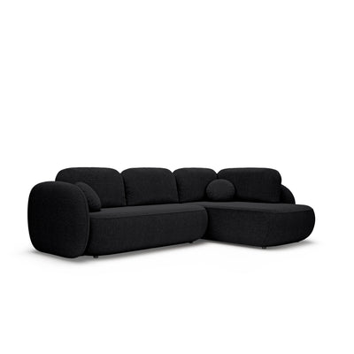 Olemo Corner Sofa Bed with Storage, Sleeping Area 123x250, Organic Modern – Right-hand facing, Raven Depth (ARAGON 99)