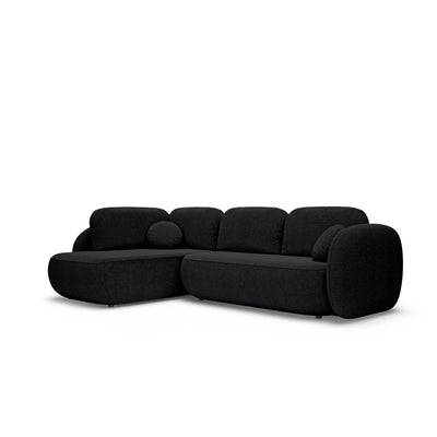 Olemo Corner Sofa Bed with Storage, Sleeping Area 123x250, Organic Modern – Left-hand facing, Raven Depth (ARAGON 99)