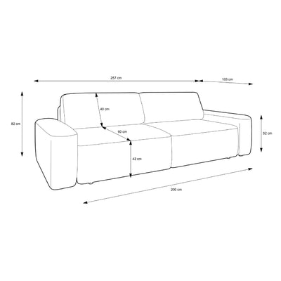 Bamby Sofa Bed 200x136 cm with Storage, DL Mechanism