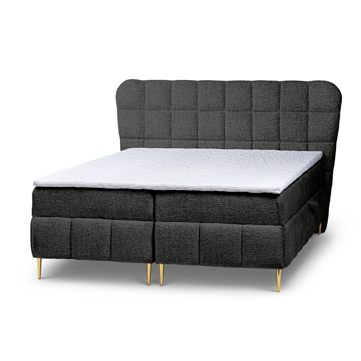 Domy Continental Divan Bed with Topper and Two Storage Compartments, Classic Style – Graphite Twilight (BELLO 20), 200