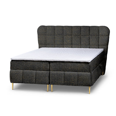 Domy Continental Divan Bed with Topper and Two Storage Compartments, Classic Style – Smoky Walnut (BELLO 25), 200