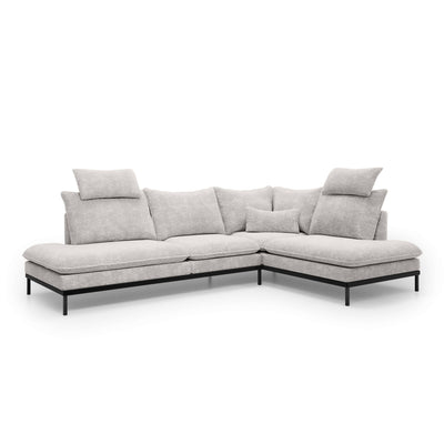 Leafy 4 Seater Premium Corner Sofa 293×198 cm, Elegant Style – Right-Sided, Linen Ash (CREMONA 02)
