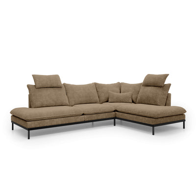 Leafy 4 Seater Premium Corner Sofa 293×198 cm, Elegant Style – Right-Sided, Walnut Matte (CREMONA 18)