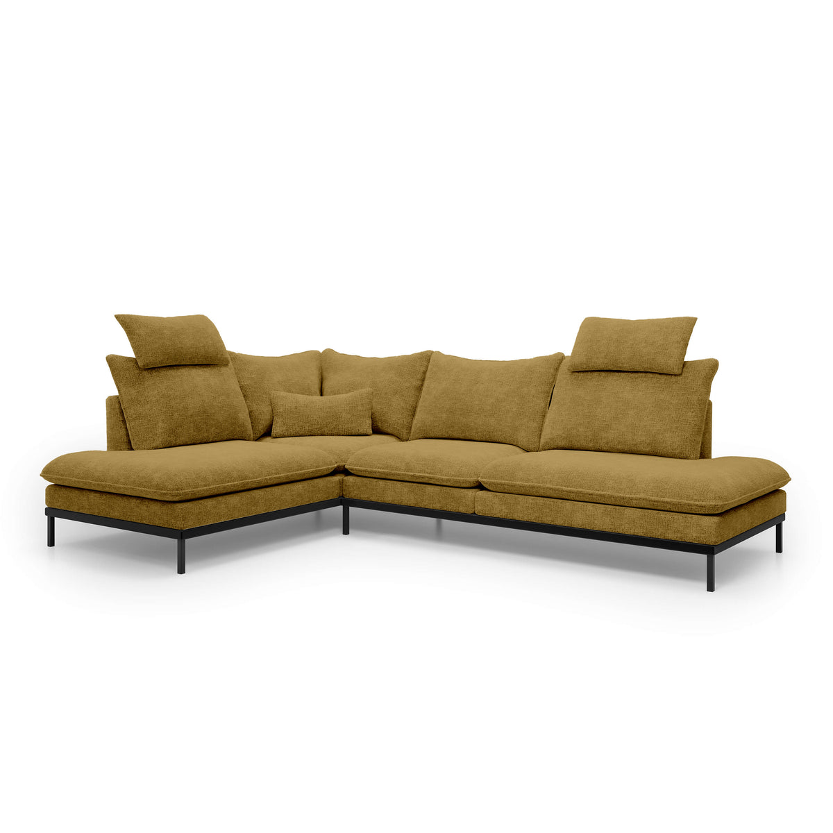 Leafy 4 Seater Premium Corner Sofa 293×198 cm, Elegant Style – Left-Sided, Honey Brown (CREMONA 48)