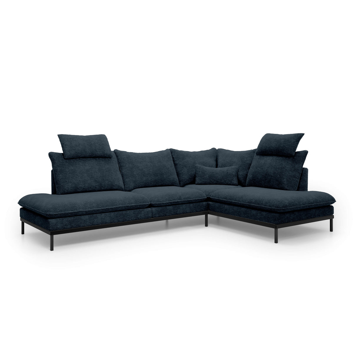Leafy 4 Seater Premium Corner Sofa 293×198 cm, Elegant Style – Right-Sided, Night Granite (CREMONA 79)
