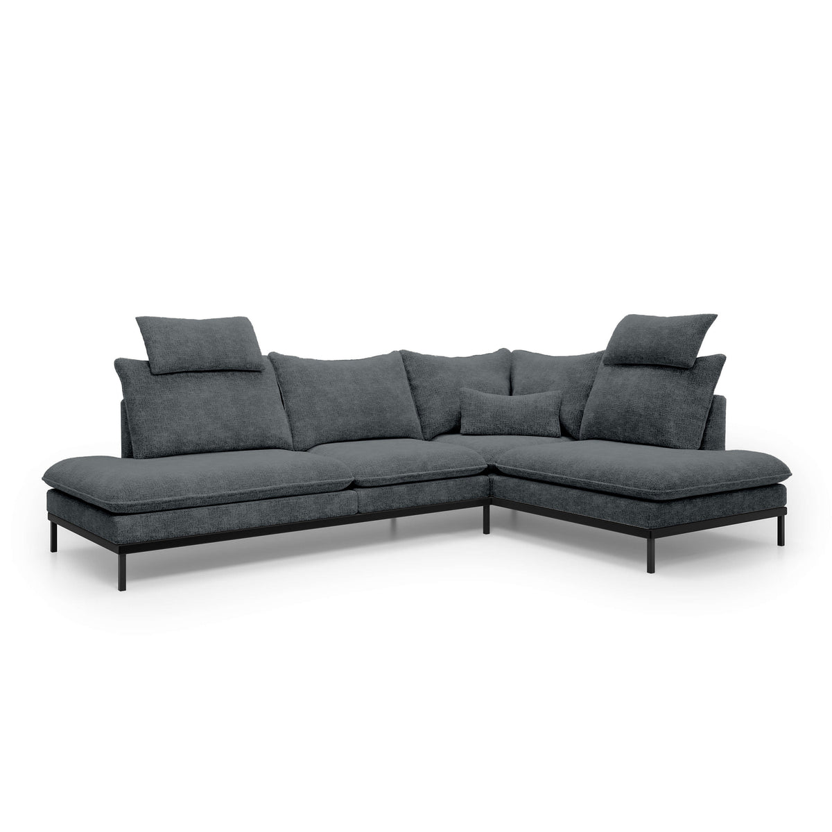 Leafy 4 Seater Premium Corner Sofa 293×198 cm, Elegant Style – Right-Sided, Graphite Mist (CREMONA 95)