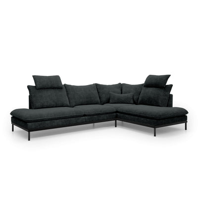 Leafy 4 Seater Premium Corner Sofa 293×198 cm, Elegant Style – Right-Sided, Charcoal Matte (CREMONA 97)