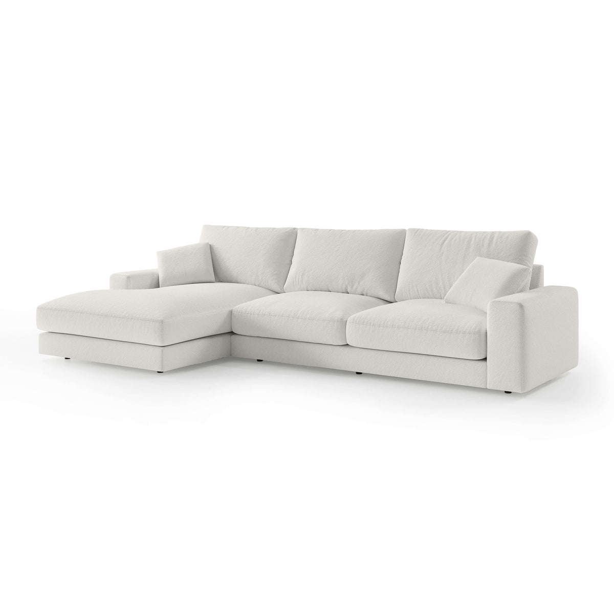 Harvesty 4–5 Seater Premium Corner Sofa, Minimalist Style – Left-Sided, Porcelain White (ARAGON 01)