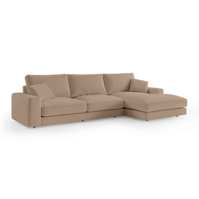 Harvesty 4–5 Seater Premium Corner Sofa, Minimalist Style – Right-Sided, Walnut Beige (ARAGON 14)