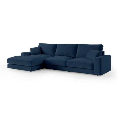 Harvesty 4–5 Seater Premium Corner Sofa, Minimalist Style – Left-Sided, Night Azure (ARAGON 79)