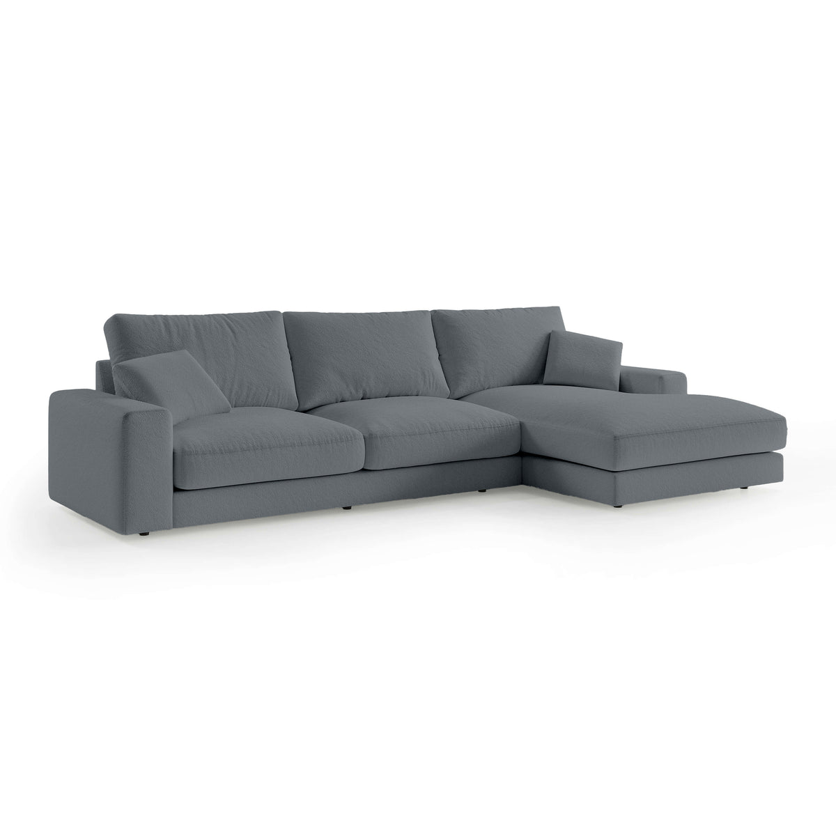 Harvesty 4–5 Seater Premium Corner Sofa, Minimalist Style – Right-Sided, Dark Ash (ARAGON 93)