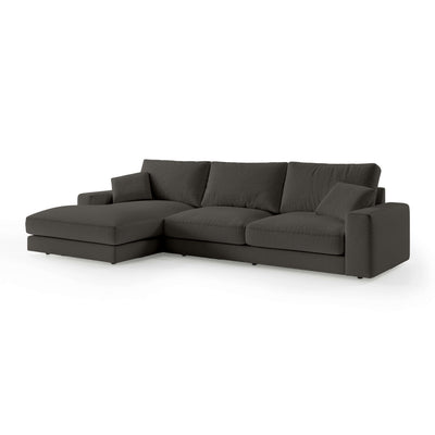 Harvesty 4–5 Seater Premium Corner Sofa, Minimalist Style – Left-Sided, Basalt Brown (ARAGON 97)