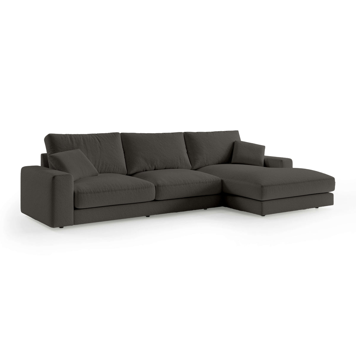 Harvesty 4–5 Seater Premium Corner Sofa, Minimalist Style – Right-Sided, Basalt Brown (ARAGON 97)