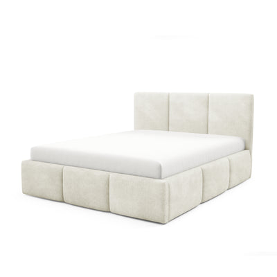 Melora Upholstered Ottoman Bed with Storage, Various Sizes in Modern Style, Coral Fabric – Linen Beige (CORAL 15)