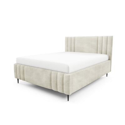 Falda Upholstered Ottoman Bed with Storage, Various Sizes in Elegant Style, Coral Fabric – Linen Beige (CORAL 15)