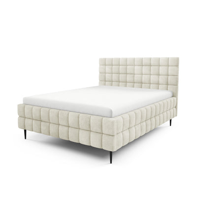 Stratus Upholstered Ottoman Bed with Storage, Various Sizes in Modern Style, Coral Fabric – Linen Beige (CORAL 15)