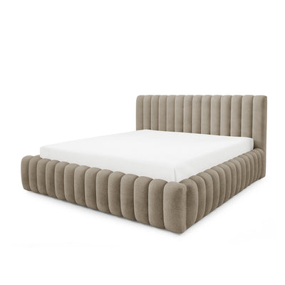 Pastel Upholstered Ottoman Bed with Storage, Modern Soft Style, Coral Fabric – photo 7