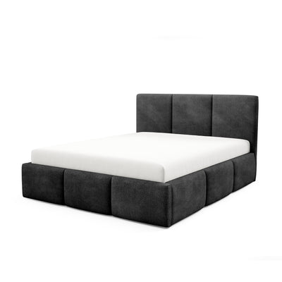 Melora Upholstered Ottoman Bed with Storage, Various Sizes in Modern Style, Coral Fabric – Volcanic Black (CORAL 60)