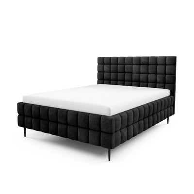 Stratus Upholstered Ottoman Bed with Storage, Various Sizes in Modern Style, Coral Fabric – Volcanic Black (CORAL 60)