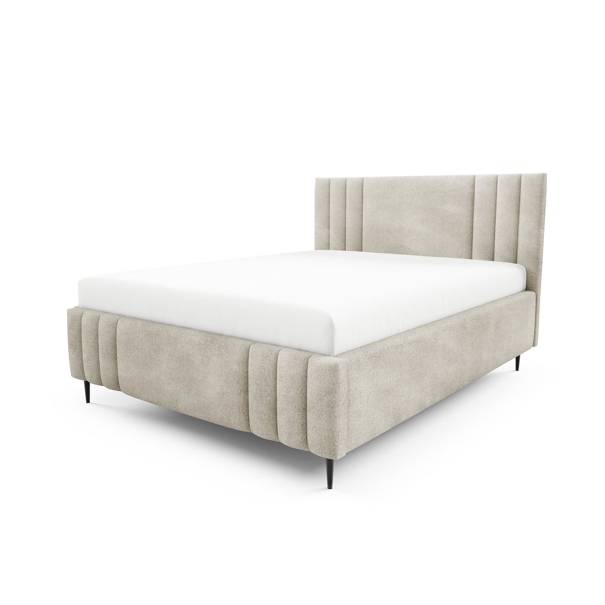 Falda Upholstered Ottoman Bed with Storage, Various Sizes in Elegant Style, Coral Fabric – Taupe Sand (CORAL 65)