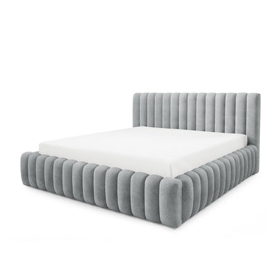 Pastel Upholstered Ottoman Bed with Storage, Modern Soft Style, Coral Fabric – photo 8