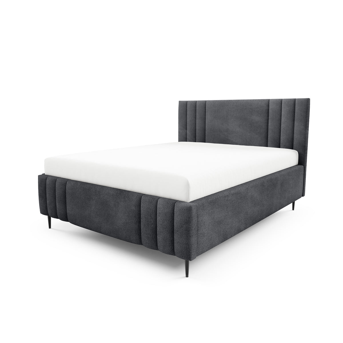 Falda Upholstered Ottoman Bed with Storage, Various Sizes in Elegant Style, Coral Fabric – Graphite Shadow (CORAL 80)