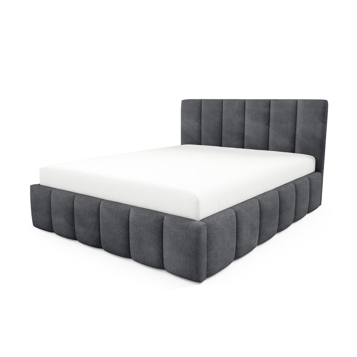 Nerom Quilted Upholstered Ottoman Bed with Storage, Various Sizes in Elegant Style, Coral Fabric – Graphite Shadow (CORAL 80)