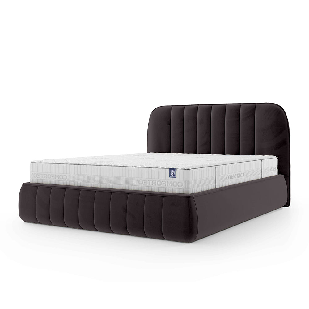 Carla Upholstered Ottoman Bed with Storage, Soft Minimalism Style – Burnt Brown (FRESH 05), 200