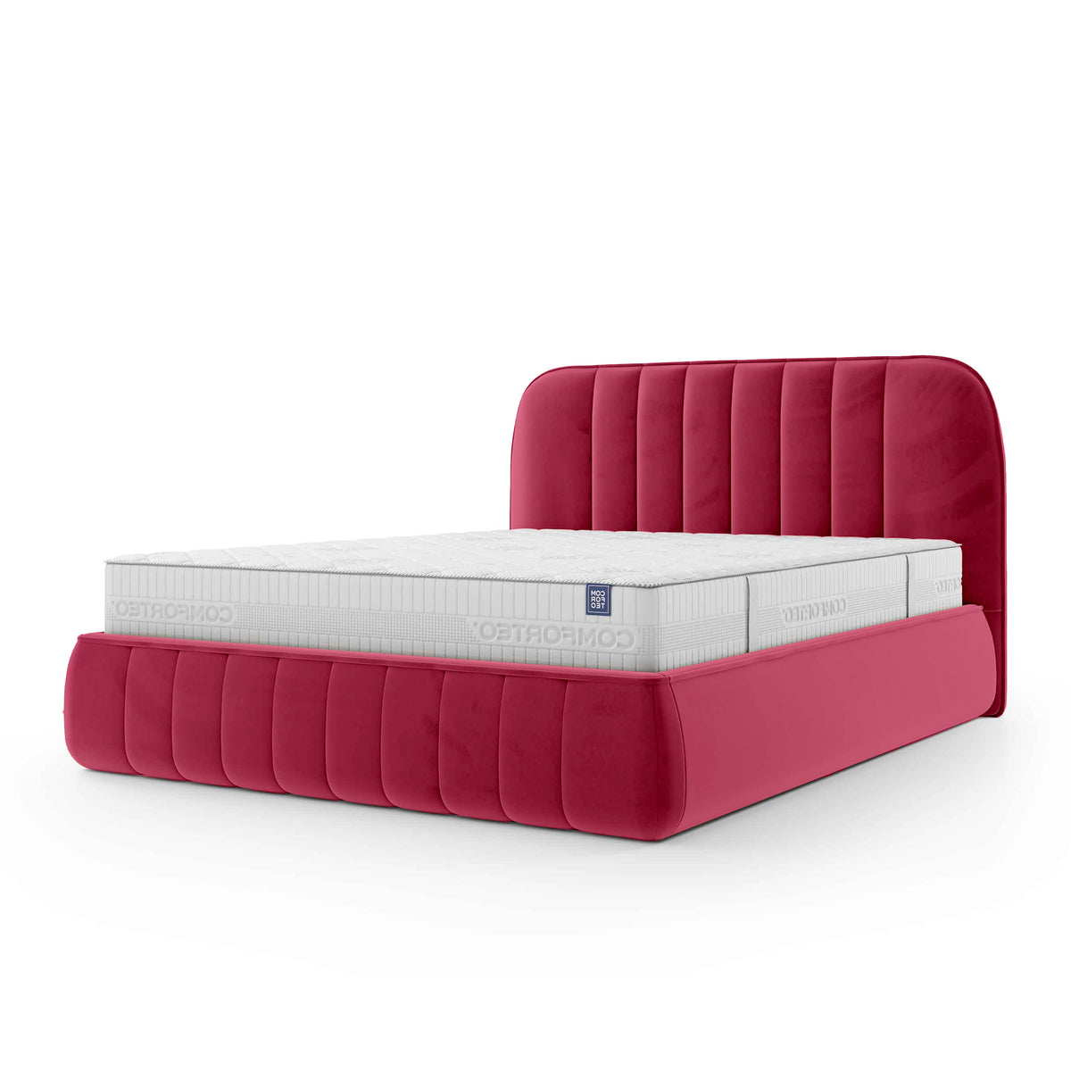 Carla Upholstered Ottoman Bed with Storage, Soft Minimalism Style – Ruby Raspberry (FRESH 08), 200