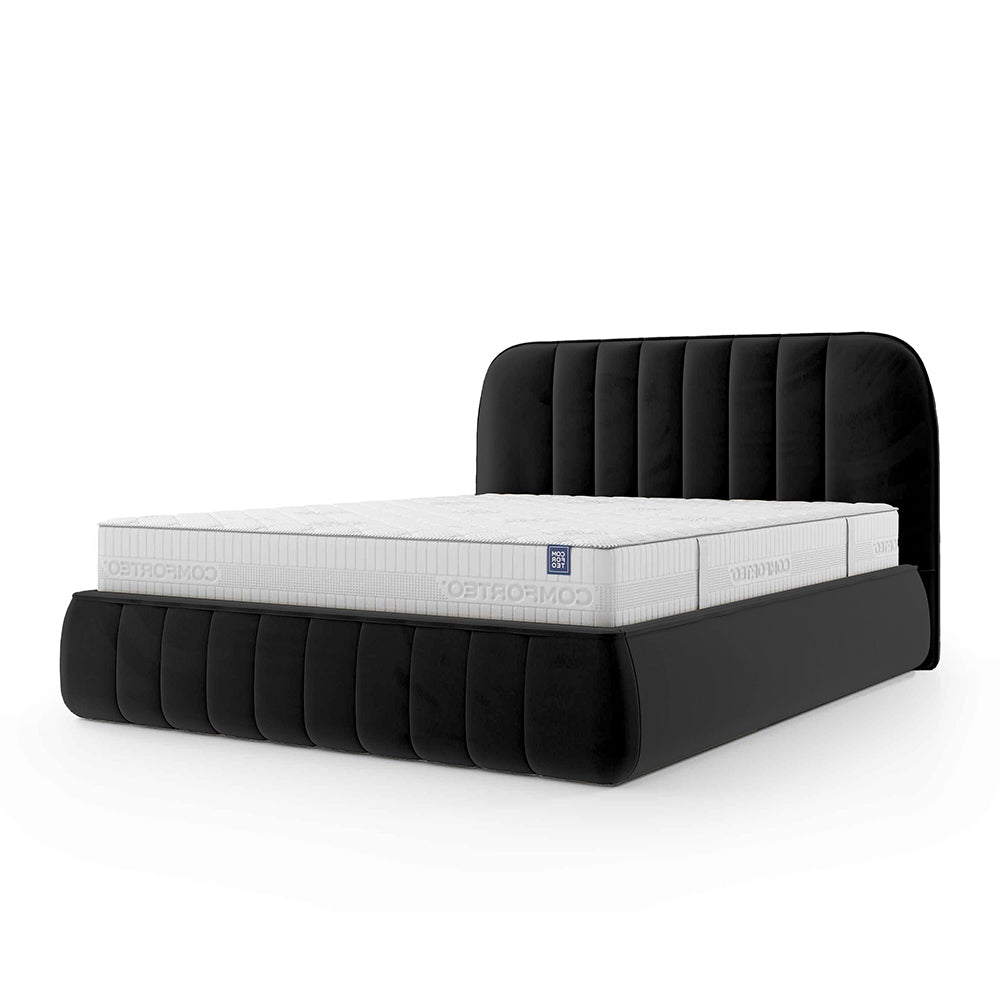 Carla Upholstered Ottoman Bed with Storage, Soft Minimalism Style – Black Graphite (FRESH 17), 200