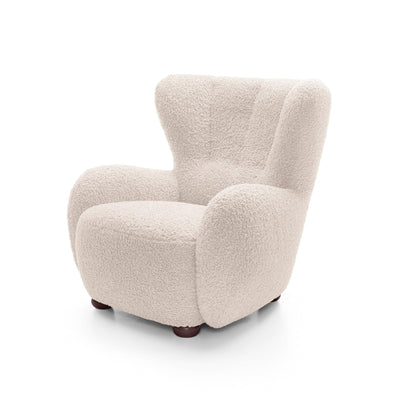 Tedi Armchair 88 cm, Scandinavian Style – Pearl Cream (ROLF 03), Walnut