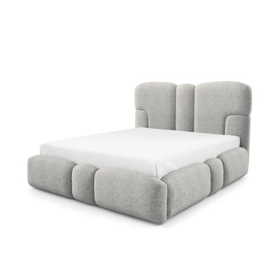 Puffra Upholstered Ottoman Bed with Storage, Various Sizes in Soft Style – Silky Ash (DOHA 15)