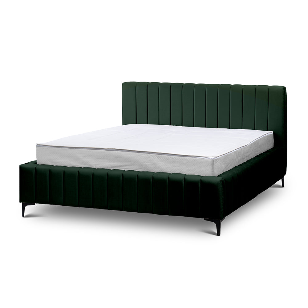 Drevy Upholstered Ottoman Bed with Storage, Modern Style – Fresh Velvet, Vertical Stitching – Wild Fern (FRESH 13), 200