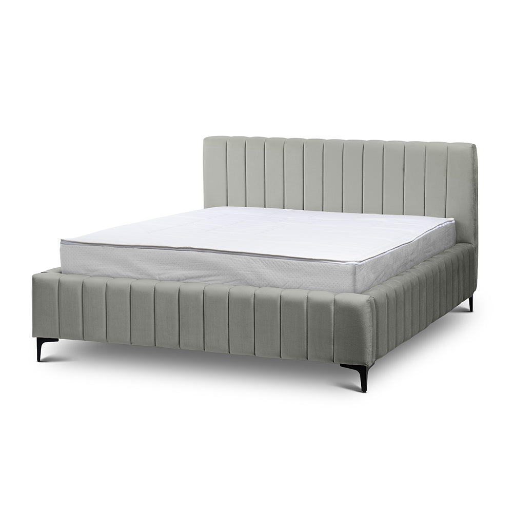 Drevy Upholstered Ottoman Bed with Storage, Modern Style – Fresh Velvet, Vertical Stitching – Eucalyptus Leaf (FRESH 14), 200