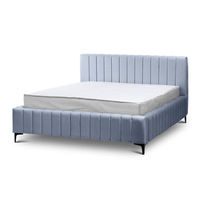 Drevy Upholstered Ottoman Bed with Storage, Modern Style – Fresh Velvet, Vertical Stitching – Icy Morning (FRESH 33), 200