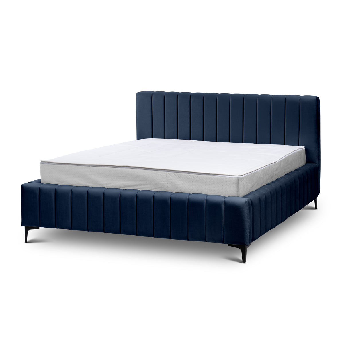 Drevy Upholstered Ottoman Bed with Storage, Modern Style – Fresh Velvet, Vertical Stitching – Evening Bay (FRESH 36), 200